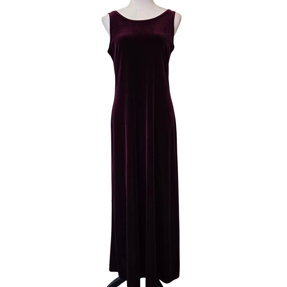 Vtg Y2K Burgundy Velvet Maxi Dress Faux Diamond Back Strap Sz 10 Whimsygoth